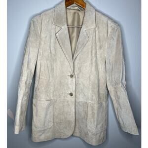 Authentic St.Johns Bay 100% Leather Cream Color Blazer Jacket Western Size XL